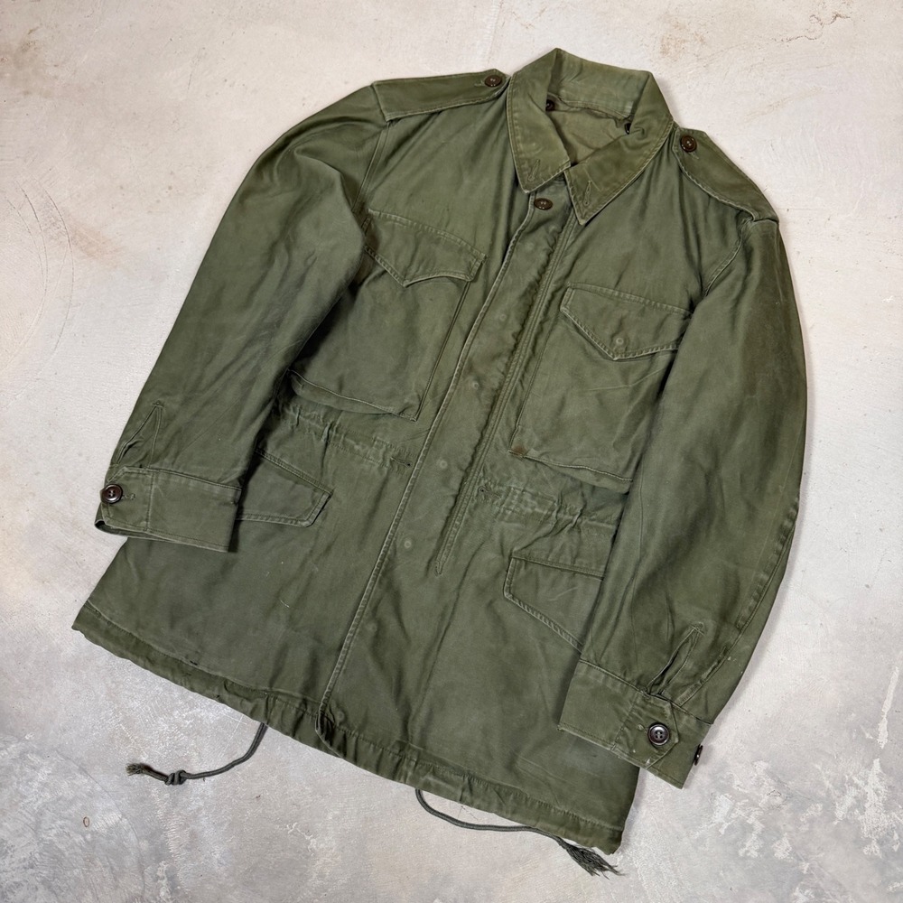 Vintage US Military M-1951 Field Jacket Olive Drab Green Crown Zipper Mens XS